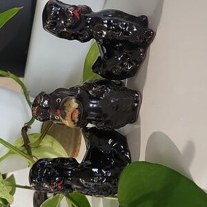 Vintage Black Ceramic Poodle Figurines